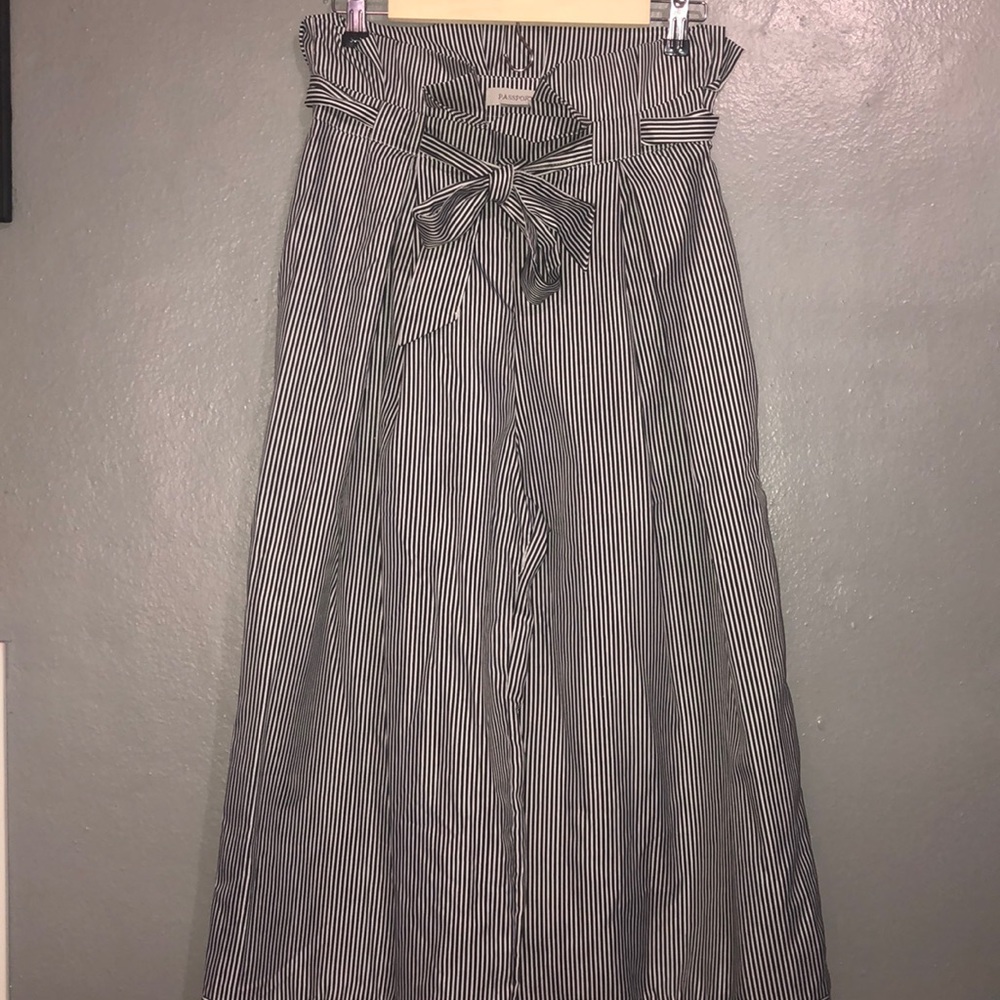 Paper bag wide leg pants